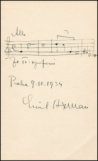 Axman, Emil. (1887-1949) Autograph Musical Quotation, "IV Symphonie."