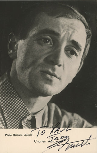 Aznavour, Charles. (1924–2018) Signed Postcard Photograph