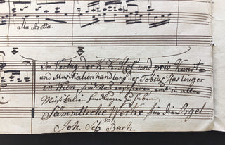 [Bach, Johann Sebastian. (1685-1750)] Gebser, Johann Ernst.  Five Early Copyist Manuscripts of Keyboard Works