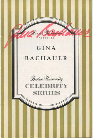 Bachauer, Gina. (1913–1976) Signed Program