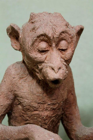 [Historical Americana] [Evolution or Degeneration] Bachmann, Max. (1862–1921) "Isn't That Awful" - 1897 Terracotta Sculpture for LIFE Magazine