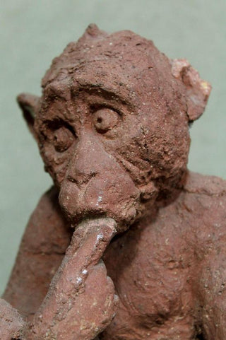 [Historical Americana] [Evolution or Degeneration] Bachmann, Max. (1862–1921) "Isn't That Awful" - 1897 Terracotta Sculpture for LIFE Magazine