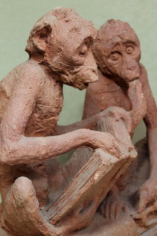 [Historical Americana] [Evolution or Degeneration] Bachmann, Max. (1862–1921) "Isn't That Awful" - 1897 Terracotta Sculpture for LIFE Magazine