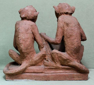 [Historical Americana] [Evolution or Degeneration] Bachmann, Max. (1862–1921) "Isn't That Awful" - 1897 Terracotta Sculpture for LIFE Magazine