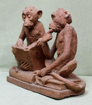 [Historical Americana] [Evolution or Degeneration] Bachmann, Max. (1862–1921) "Isn't That Awful" - 1897 Terracotta Sculpture for LIFE Magazine