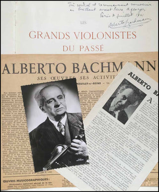 [Violin] Bachmann, Alberto.  LES GRANDS VIOLONISTES DU PASSÉ - Inscribed Presentation Copy