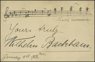 [Liszt, Franz. (1811–1886)] Backhaus, Willhelm. (1884–1969) "Liszt Concerto" - Autograph Musical Quotation