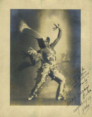 Baker, Josephine. (1906–1975) Signed 1927 Topless Photograph "To the King of the 'Black Bottom'"