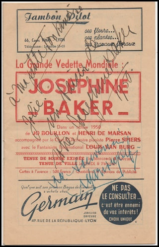 Baker, Josephine. (1906–1975) Signed Program