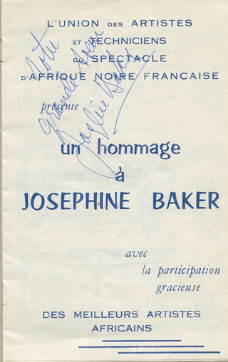 Baker, Josephine. (1906–1975) Signed Dakar "Freres du Theatre d'Afrique" Program