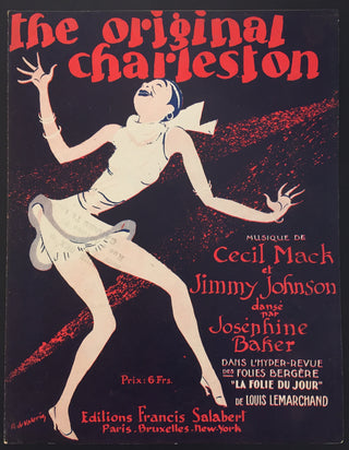 Baker, Josephine. (1906–1975) The Original Charleston.  Musique de Cecil Mack et Jimmy Johnson dansé par Joséphine Baker dans l'Hyper-Revue des Folies Bergère "La Folie du Jour" ...