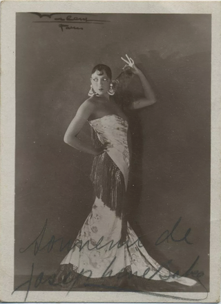 Baker, Josephine. (1906–1975) Signed Early Photograph on Columbia "Paris qui remue" Promotional Photograph