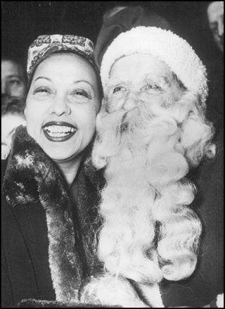 [Holiday] [Jazz & Song] Baker, Josephine. (1906–1975) Vintage Photograph with Santa!