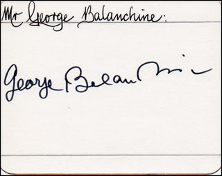 Balanchine, George. (1904–1983) Bold Autograph Signature