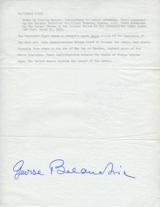 Balanchine, George. (1904–1983) Autograph Signature