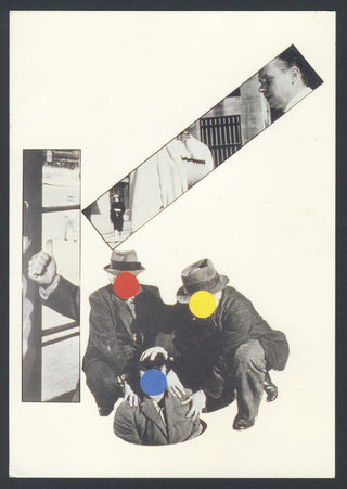 Baldessari, John. (b. 1931) "Three Figures (With Manhole)" - Signed Postcard