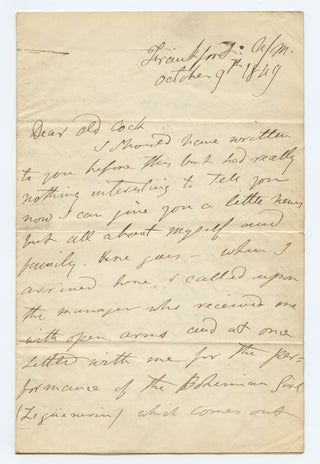 Balfe, Michael William. (1808–1870) Autograph Letter - "I received a charming letter from Lind"