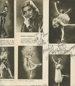 [Soviet Ballet] Dudinskaya, Natalia. (1912–2003) & Sergeyev, Konstantin. (1910–1992) & Plisetskaya, Maya. (1925–2015) & Fadeyechev, Nikolai. (1933–2020) Signed "Ballet Stars" Booklet