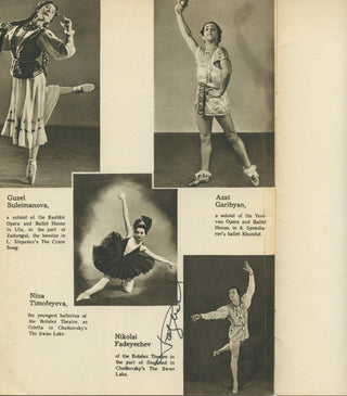 [Soviet Ballet] Dudinskaya, Natalia. (1912–2003) & Sergeyev, Konstantin. (1910–1992) & Plisetskaya, Maya. (1925–2015) & Fadeyechev, Nikolai. (1933–2020) Signed "Ballet Stars" Booklet