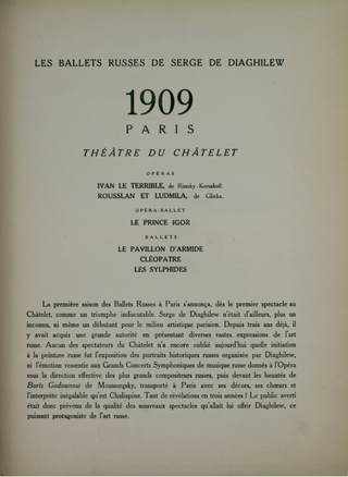 [Ballets Russes] [de Brunoff, Maurice. & de Brunoff, Jacques] DIAGHILEV, APOLLINAIRE, COCTEU, BAKST, etc. [THE GREATEST REVOLUTION IN THE HISTORY OF THEATRE AND BALLET]  Collection des plus beaux numéros de Comoedia Illustré et des programmes consacrés au