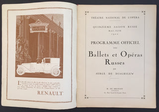 [Stravinsky, Igor. (1882–1971)] [Ballets Russes] MAVRA  - 1922 Ballets Russes à l'Opéra Premiere Programs