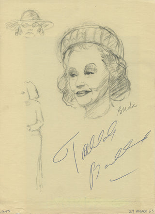 Bankhead, Tallulah. (1902–1968)[Buda, Janos. (1919-2005)] Signed Original Portrait Drawing, 19613