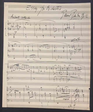 Barber, Samuel. (1910–1981) Essay For Orchestra, op. 12 - Autograph Musical Manuscript Page