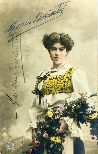 Barrientos, Maria. (1883-1946) Signed Hand-Colored Postcard