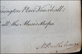 Barthélemon, Maria [née Polly Young, Maria Young]. (1749 - 1799) Three Hymns and Three Anthems composed for the Asylum &amp; Magdalen Chapels...Respectfully Dedicated to the Governors of those Charities. Op. 3. SIGNED