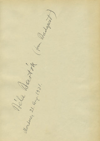 Bartók, Béla. (1881–1945) Large Autograph Signature "from Budapest"