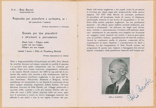 Bartók, Béla. (1881–1945) Signed 1939 Program Photograph