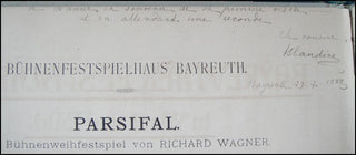 [Wagner, Richard. (1813–1883)] Wagner, Blandine. (1863–1941) Bayreuther Festblaetter, Inscribed by Blandine Wagner to Liszt's Grandson!