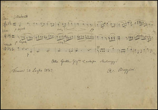 Bazzini, Antonio. (1818–1897) Moderato [String Trio] - Autograph Musical Quotation