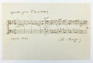 Bazzini, Antonio. (1818–1897) Gavotte from String Quartet No. 2 in D minor - Autograph Musical Quotation