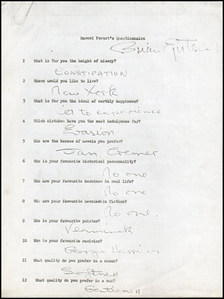 [Beatles] Epstein, Brian. (1934 -1967) Marcel Proust&apos;s Questionnaire