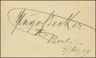 Becker, Hugo. (1863 - 1941) Autograph Signature