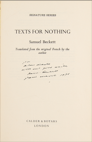 Beckett, Samuel. (1906–1989) Texts for Nothing  - SIGNED