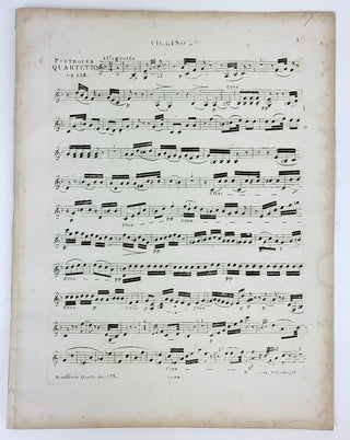 Beethoven, Ludwig van. (1770–1827) Quatuor pour 2 Violons Alto & Violoncelle Composé & dédié à son ami Johann Wolfmeier... Oeuvre posthume. Oeuv. 135. No. 17 des Quatuors