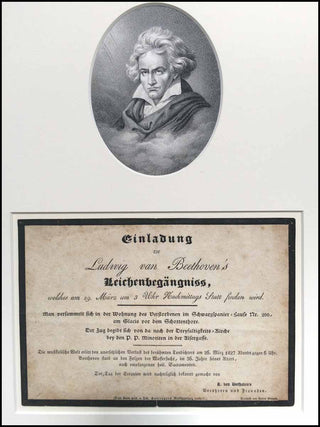 [Beethoven, Ludwig van. (1770–1827)] Einladung zu Ludwig van Beethoven’s Leichenbegängniss. ORIGINAL INVITATION TO BEETHOVEN'S FUNERAL