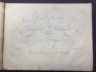 Beethoven, Ludwig van. (1770–1827) Grande Sonate pour Pianoforte et Violoncelle (op. 69), bound with: Deux sonates pour le pianoforte et violoncelle (op. 102)