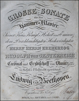 Beethoven, Ludwig van. (1770–1827) Grosse Sonate für das Hammer-Klavier...Op:106 ["Hammerklavier Sonata"]