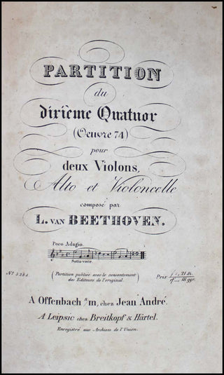 Beethoven, Ludwig van. (1770–1827) Bound Collection of the Middle String Quartets in First Edition