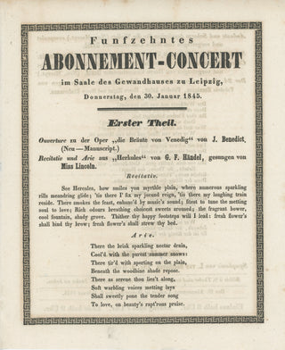 [Beethoven, Ludwig van. (1770–1827)] [Benedict, Julius. (1804–1885)] [David, Ferdinand. (1810–1873)] Original 1845 Leipzig Program