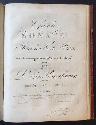 Beethoven, Ludwig van. (1770–1827) Sammelband of Piano, Cello and Violin Sonatas in early editions