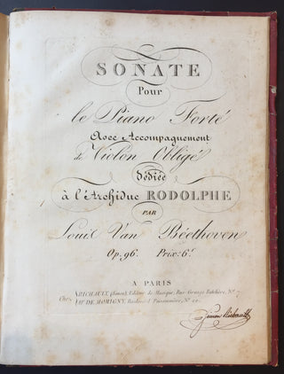 Beethoven, Ludwig van. (1770–1827) Sammelband of Piano, Cello and Violin Sonatas in early editions