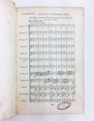 Beethoven, Ludwig van. (1770–1827) [Edmond de Coussemaker. (1805–1876)] Sixième Sinfonie Pastorale.... Oeuvre 68. Partition. BEETHOVEN'S PASTORAL SYMPHONY FIRST EDITION—THE COPY OF EDMOND DE COUSSEMAKER