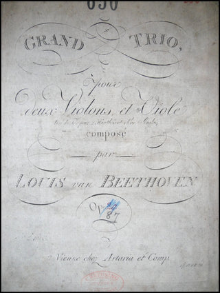 Beethoven, Ludwig van. (1770–1827) Grand Trio pour deux violons et viole