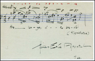 [Berg, Alban. (1885 - 1935)] Apostel, Hans Erich. (1901 - 1972) Autograph Musical Quotation