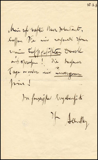 Berg, Alban. (1885 - 1935) Autograph Letter