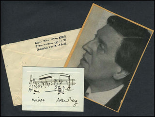 Berg, Alban. (1885 - 1935) Autograph Musical Quotation from "Lyric Suite"